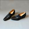 Cool Handsome Royal Sister Style Temperament Small Leather Shoes Female Personality Square Head Thick Heel One Pedal Loafers