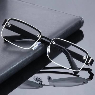 Men's Business Style Reading Glasses Women Trendy New Natural Original Stone Eyeglasses Half Frame Square Presbyopia Eyewear