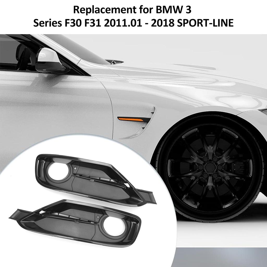 Front Bumper Fog Light Grille, Left Side Fog Light Cover Replacement for BMW 3 Series F30 F31 2011.01 - 2018, 51117300737, 51117300739