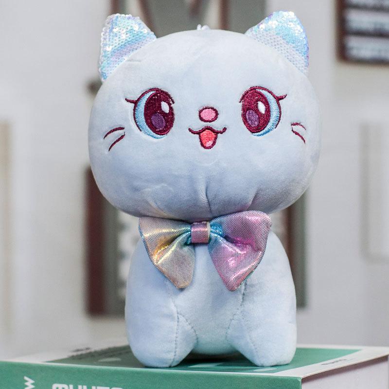 Catching Machine Plush Toy Black Cat Tiger Doll Creative Cat Simulation Cat Cartoon Gift Rag Doll Bow Tie Cat