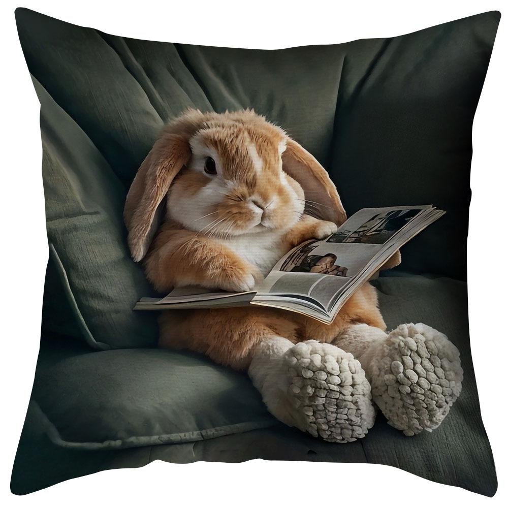 2PCS Vibrant Bohemian Style Short Plush Pillow Cover 45x45cm Charming Kitten Living Room Bedroom Decor (Pillow Insert Not Included)