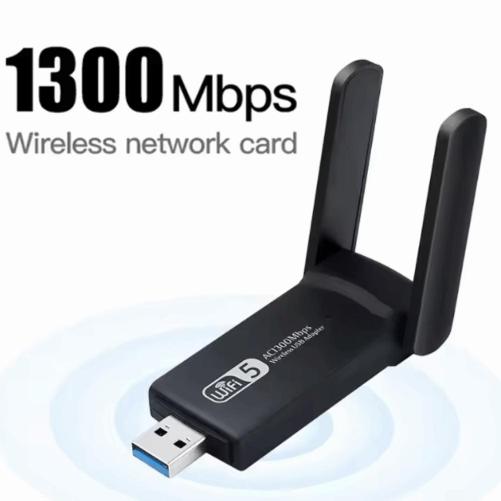 2 Antenna Design WiFi USB Adapter 2.4G/5Ghz Wireless Network Card 1300Mbps WiFi Dongle Office Use