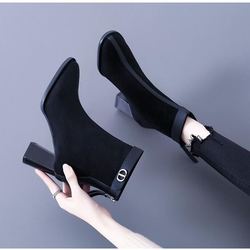 Coarse Heel Fashion Boots New Autumn Ladies Retro Versatile Style Coarse Heel High Heel Martin Boots Women