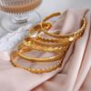 Hip-hop Fashion 18k Gold Plated Titanium Steel Geometry Striped Lines Open Bangles for Women Simple Versatile Daily Wear Jewelry
