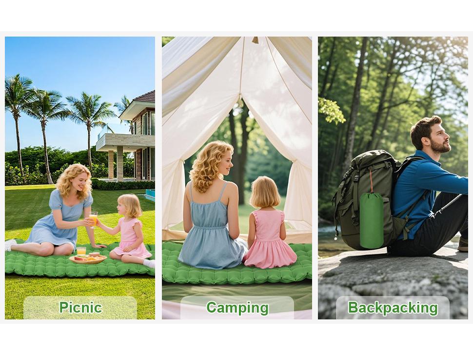 10cm Outdoor Inflatable Camping Mattress, Portable Moisture-Proof Air Cushion Pad