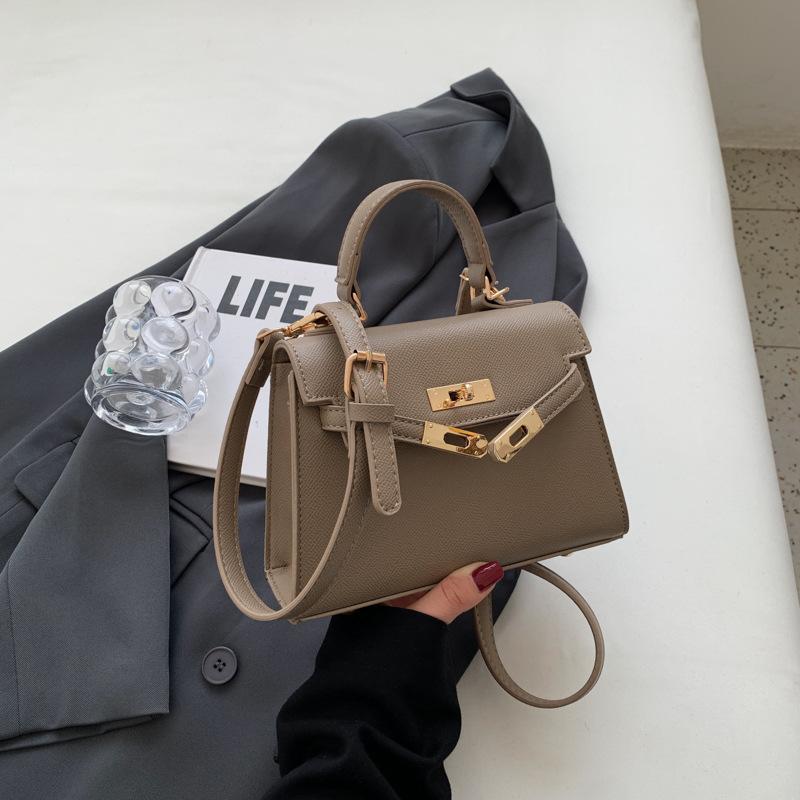 Hand-held small bag women's new trendy fashion European and American lock buckle square kelly bag one-shoulder crossbody bag handbag