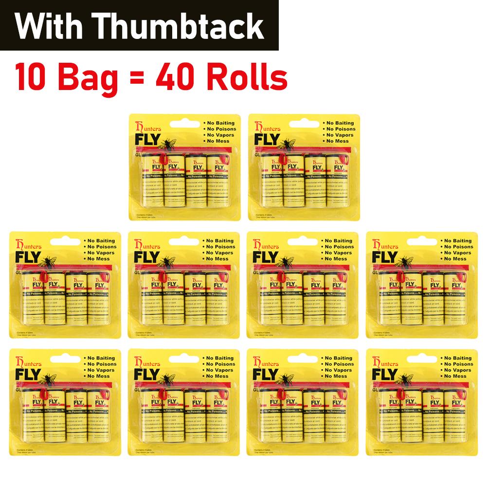 4-40Rolls Fly Sticky Paper Strong Glue Strip Flying Insect Bug Mosquitos Catcher Double Sided Flying Insect Catching Pest Contro