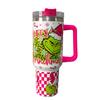 Copo Térmico de Aço Inoxidável Grinch de 40 oz com Canudo e Design Moderno Verde