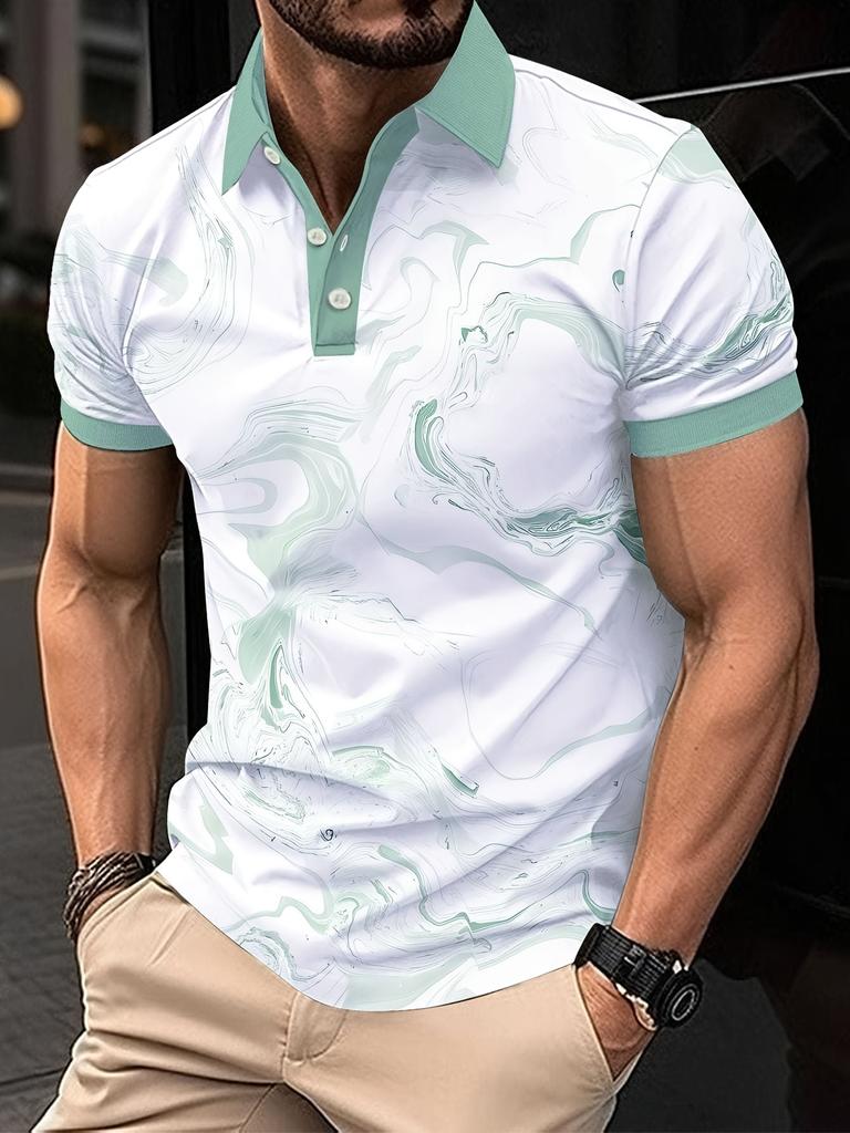 2026 Men's Summer Best-Selling Simple Patterned Printed Short-Sleeved Polo Shirt for Outdoor Leisure and Fashion