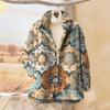 Womens Stand-Up Collar Fleece Sweatshirt With 3D Digital Floral Print Casual Long Sleeve Top Fall 2025