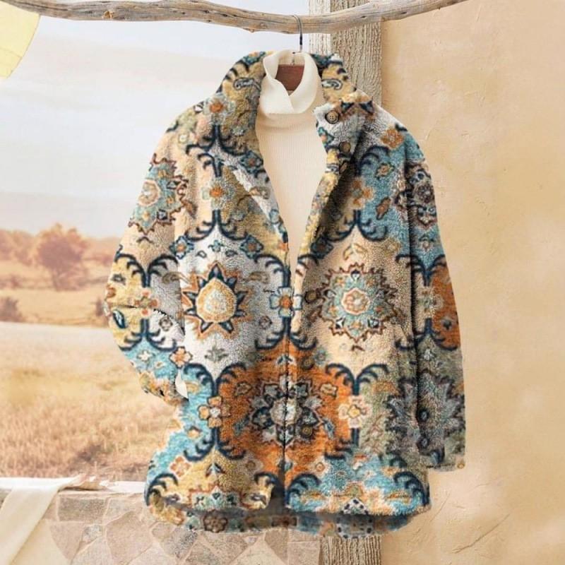 Womens Stand-Up Collar Fleece Sweatshirt With 3D Digital Floral Print Casual Long Sleeve Top Fall 2025