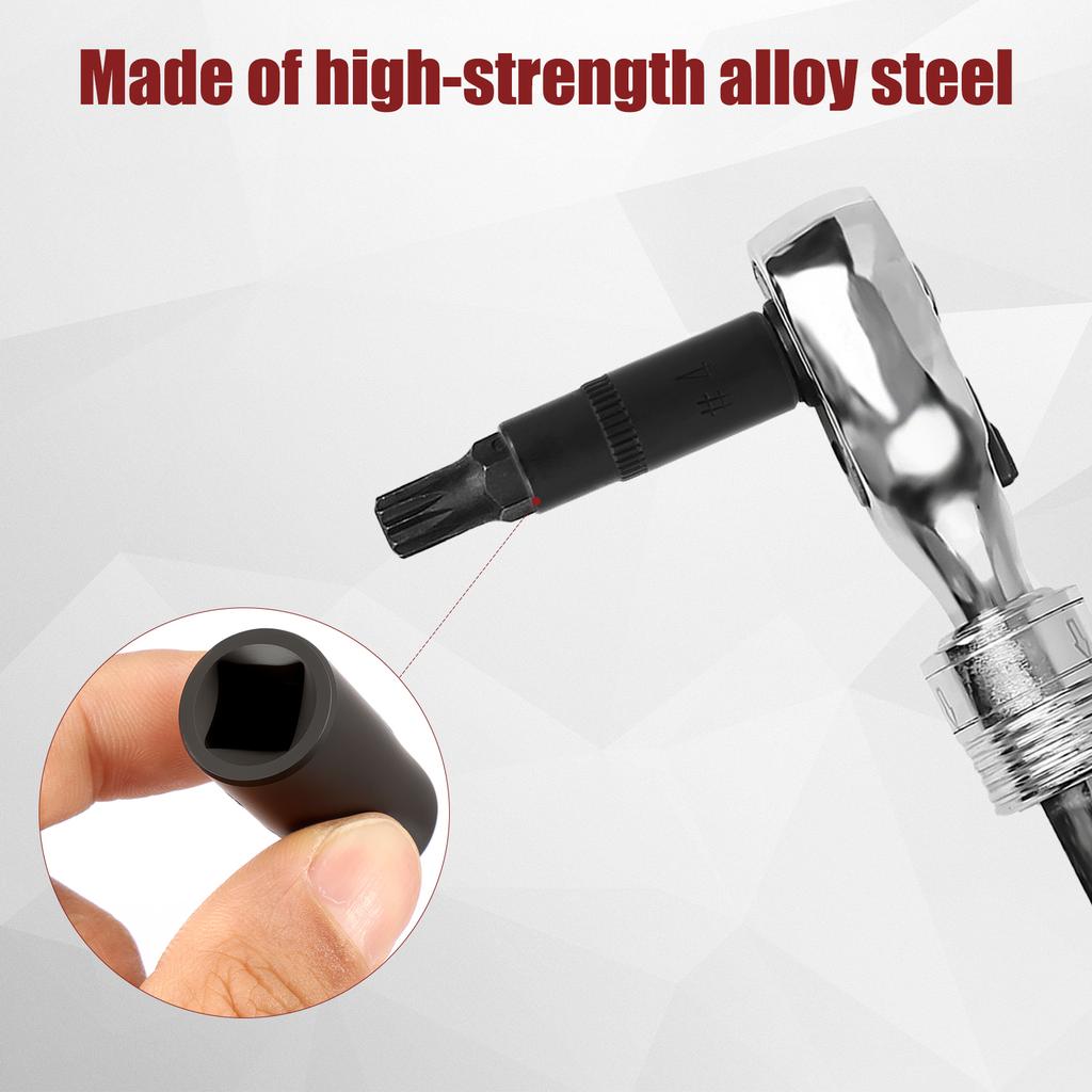 10Pcs Tap Socket Wrench Set 1/4” and 3/8” Drive External Tap Socket Adapter Torx Socket Set for Driving Rethreading Taps