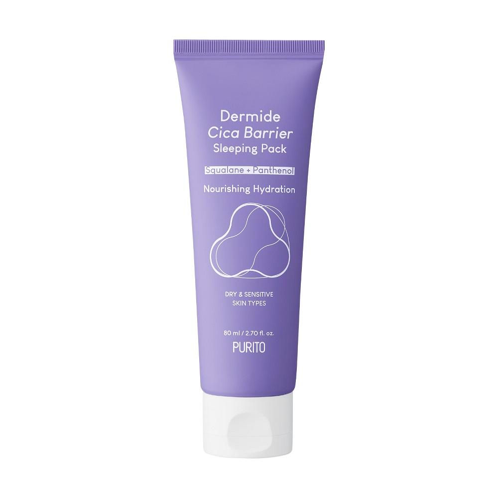 Purito Dermide Cica Barrier Sleeping Pack Crema reparadora de noche con extracto de Centella Asiática, 80 ml