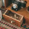 1pc 2/9 Squares Vintage Wooden Dividers Organizer with 2 Drawers,Makeup&perfume&dolls Display Container Cabinet.