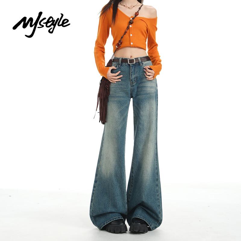 

MJ STYLE Women s High-Waist Retro Flared Jeans L