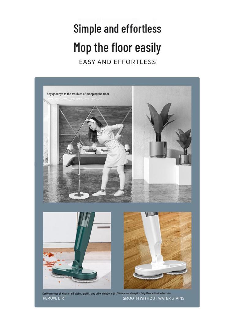 Wireless USB Rechargeable Floor Scrubber with Spray, Humidification, and Electric Mop Function