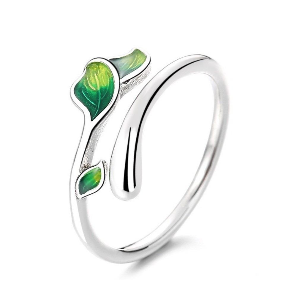 

Adjustable Leaf Opening Ring Irregular Women s Ring Fashion Enamel Leaf Ring Daily Wear Green Leaf