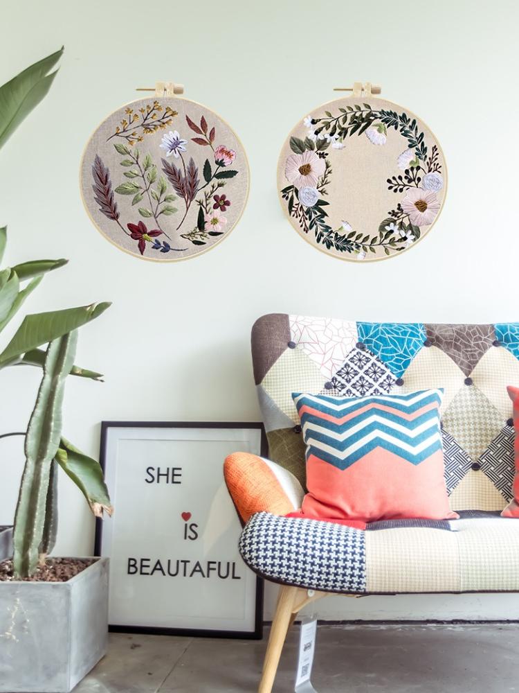 1pc Floral Embroidery DIY Fabric Craft Kit with Tools