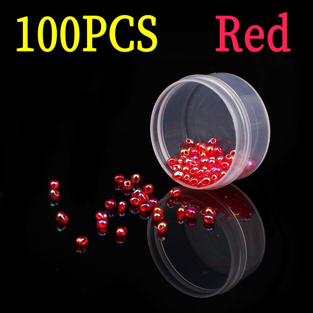 

100 шт. PMMA каплевидные бусины с пузырьковой головкой материал для вязания мушек жемчужные прозрачные бусины для нимфы мошкары черви форель приманка красный