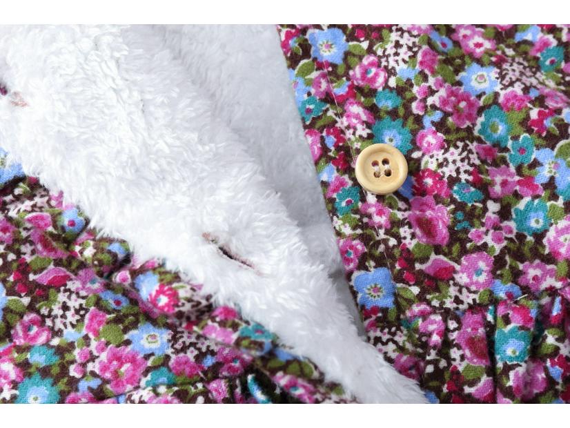 Mädchen Strickkleid mit dickem Blumenmuster - Fleecegefüttert für Frühling & Herbst