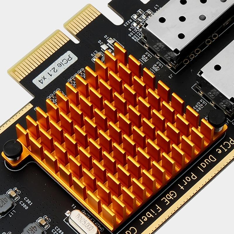 Port PCIe thernet Server pter 2 SFP PCI-E cal Fiber k Card with Aluminum Heatsink