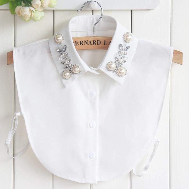 Detachable Collars For Women Rhinestone Dickey Collar Faux Collar False Collar Half Shirt For Women Pearl False Collar
