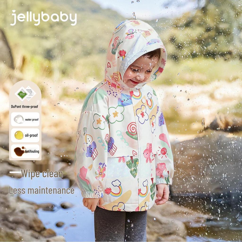 [Antibacterial] Jerry Baby Girls' Fleece-Lined Three-Proof Jacket - Warm Baby Fleece Top
