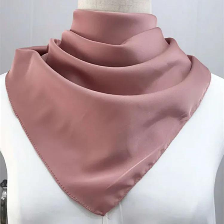 70*70cm Bandana Head Scarf For Women Silk Satin Hair Scarfs Female Cute Handkerchief Neck Scarves For Ladies Green Black White