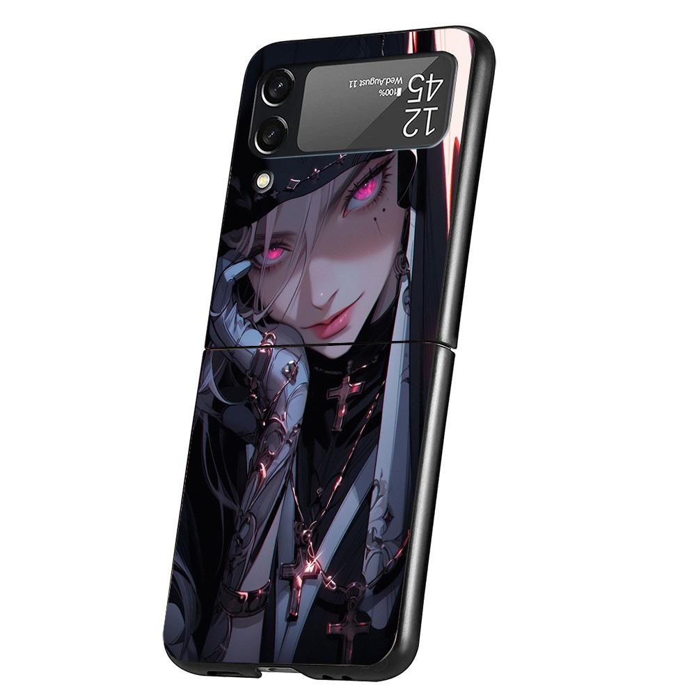 Dark Demon Nun Phone Case For Samsung Galaxy Z Flip 7 6 5 4 3 5G Cover ZFlip7 ZFlip6 ZFlip4 ZFlip5 ZFlip3 Coque Fundas Galaxy Z