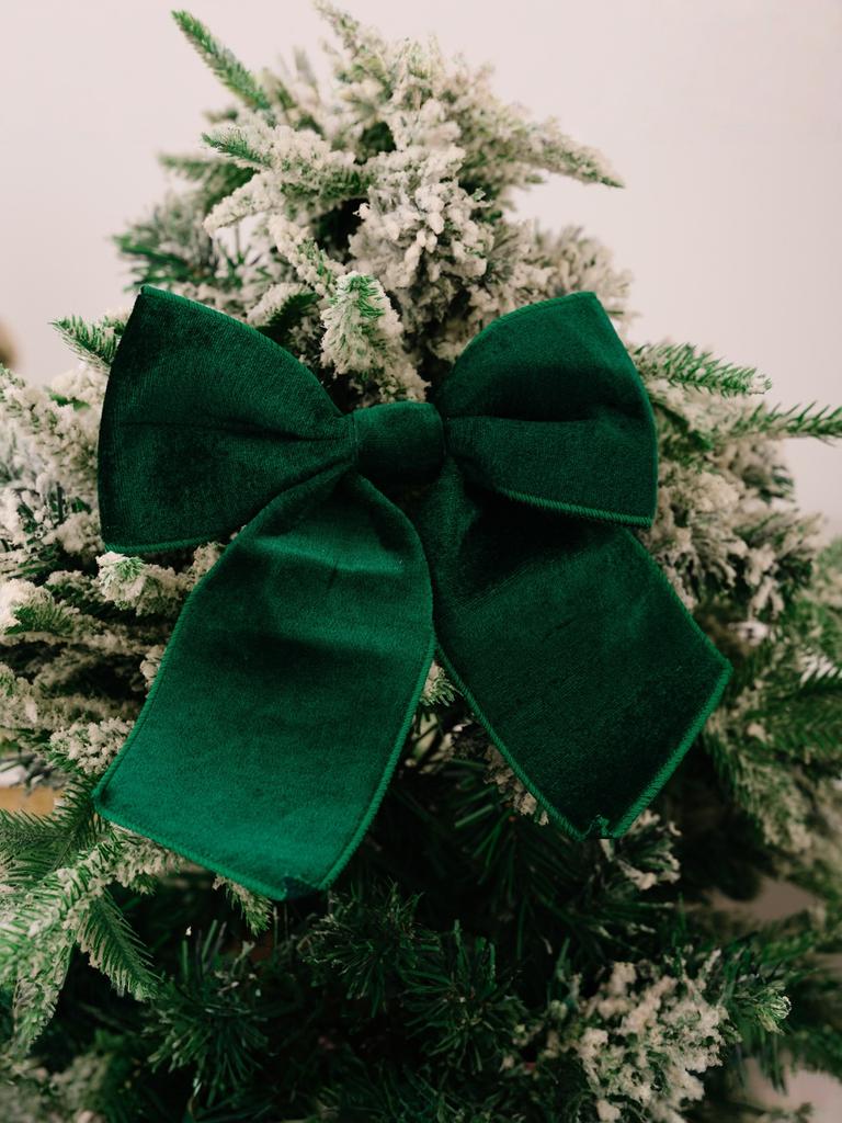 1 piece Christmas Decorations: Peak Red Flocked Ribbon Butterfly Bow Christmas Tree Hanging Ornament Edged Sponge Butterfly Bow