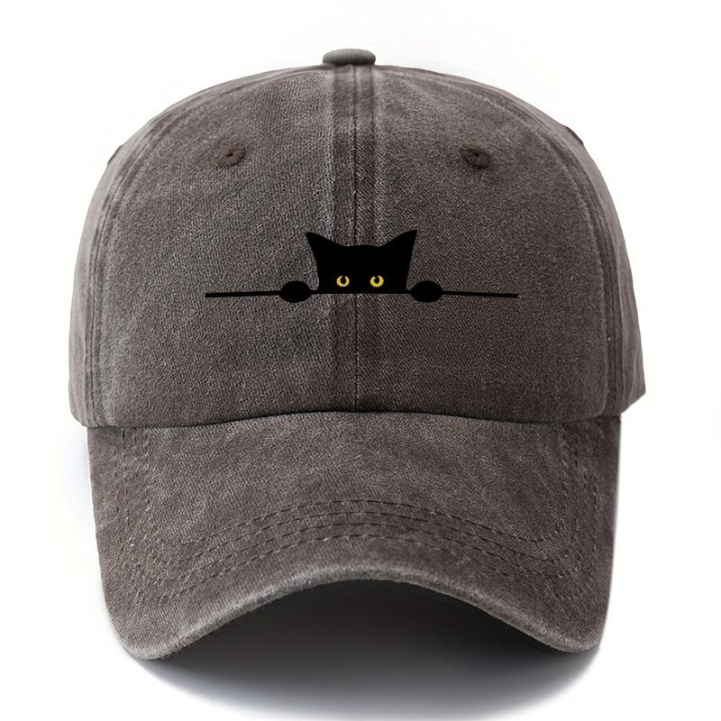 Baseballkappe mit Cartoon-Katzen-Aufdruck und verstellbarem Design, geeignet für Outdoor-Aktivitäten wie Angeln, Camping und Partys