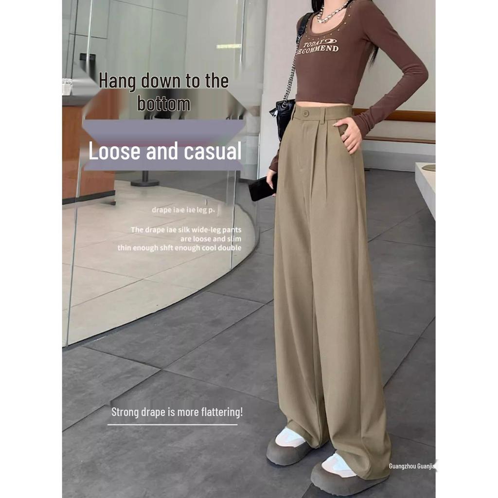 Women's High-Waist Casual Straight-Leg Suit Pants - Versatile Spring/Autumn Style