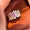 Luxurious Sparkling Exquisite Silver  Inlaid Bubble Purple Diamond Wide Rings Elegant Exquisite Ring Wedding