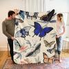 1pc Butterfly Theme Fleece Blanket - Soft & Breathable Polyester, All-Season Lightweight with Blue Orange Black White Butte