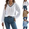 Women's Color-blocking V-neck  Long-sleeved Sweater