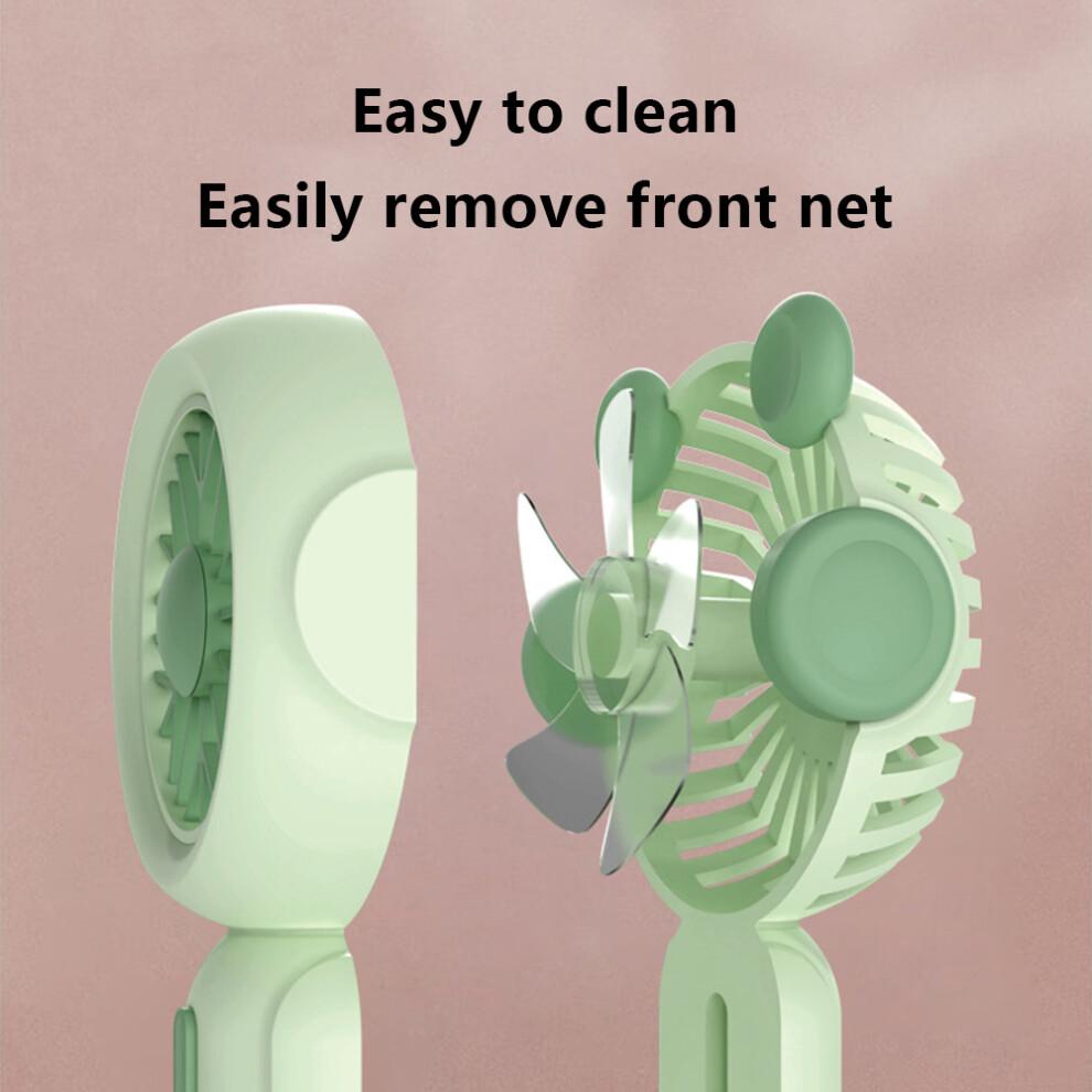 (Avocado Green) 1117A Mini Handheld Fan 3 Speeds Adjustable Summer Cooling Fan with Base