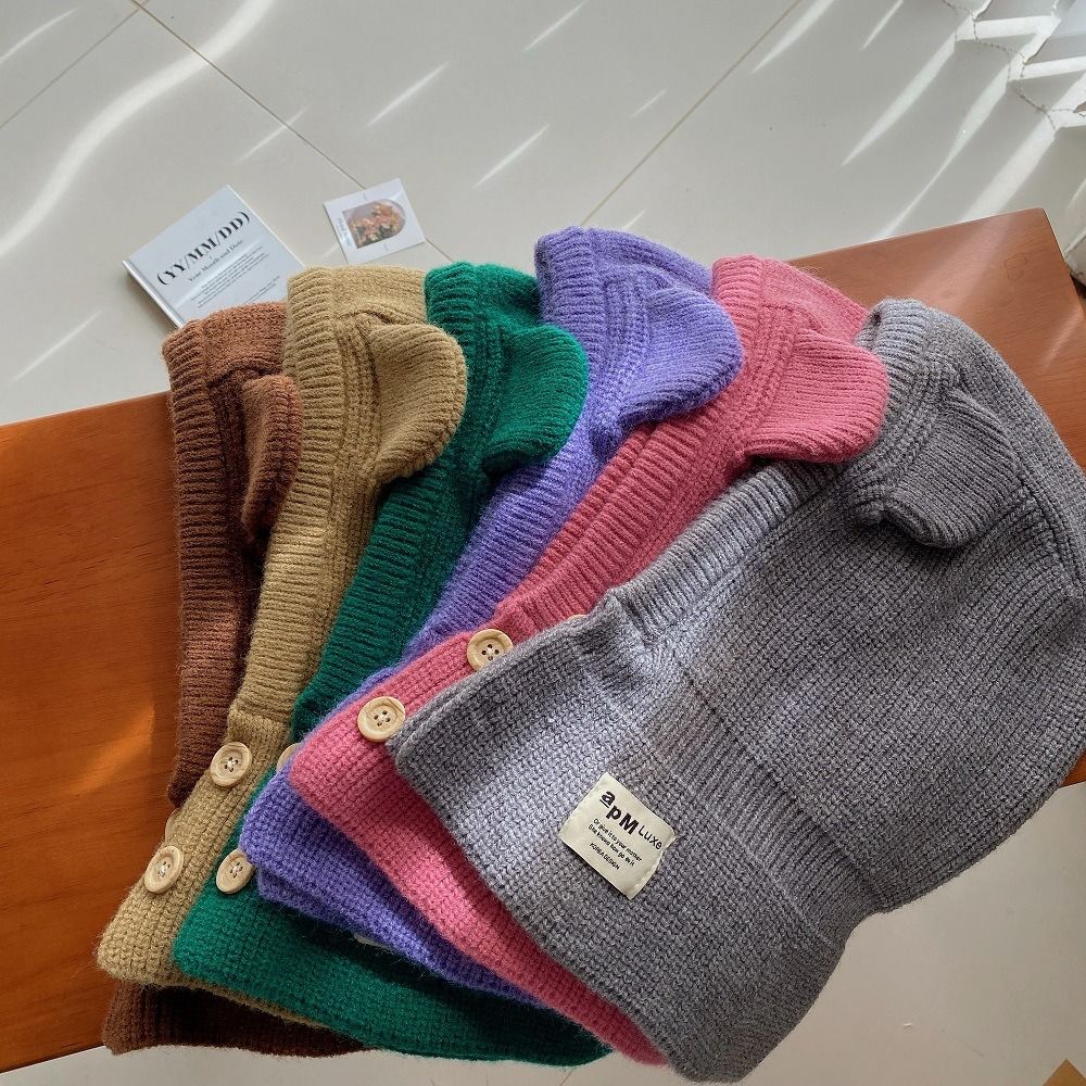 Soft Warm Bear Ear Knit Hats Boys Girls One Piece Scarf Cap Lovely Baby Hooded Hat Toddler