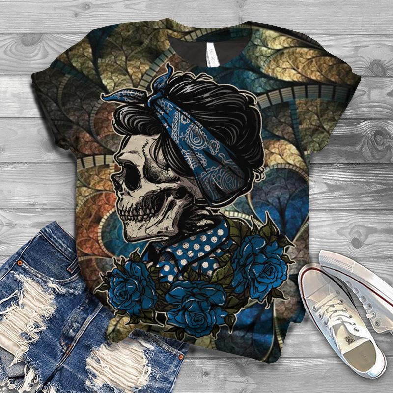 Uformell Kortermet Trykket Moteriktig Oversized 3D Topp Mønster T-skjorte for Menn Komfortabel Sommer Rund Hals