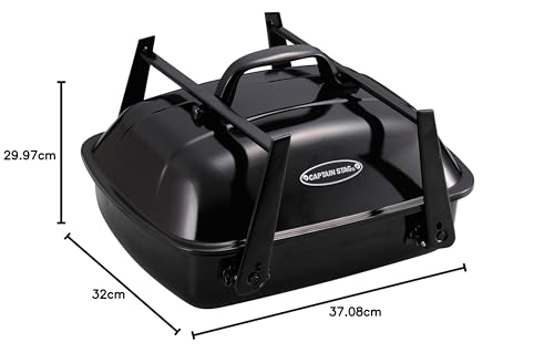 Captain Stag BBQ Stove, Grill, Oven, Fire Pit, BBQ Smoke Oven Grill, Mini, with Lid, Black, UG-61