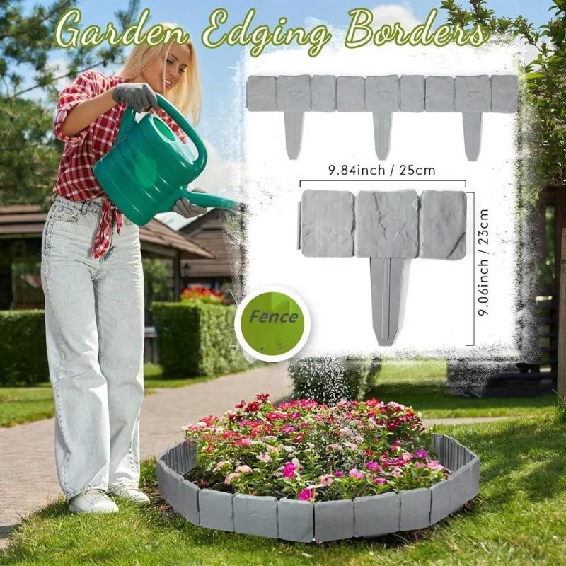 Garteneinfassung, Steineffekt, Gartenzaun, Rasenkante für Landschaftsbau, Hof, Pflanzen, Blumenbeet, Kunststoff-Einfassung, Zaun