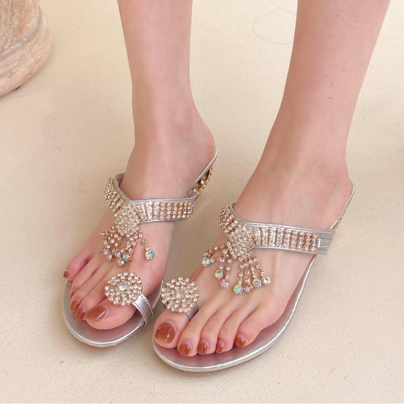 

Женские сандалии с застежкой-молнией, тапочки со стразами, повседневные сандалии 41 серебряный