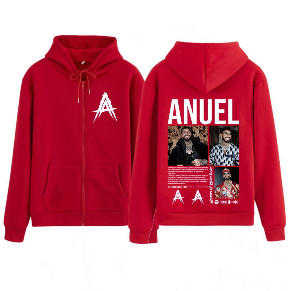 Rapper Anuel AA Album Tour 2025 Zipper Hoodie Men's Women Gothic Punk Jacket Long-sleeved Casual Hip-hop Punk Zip Up Sweatshirts