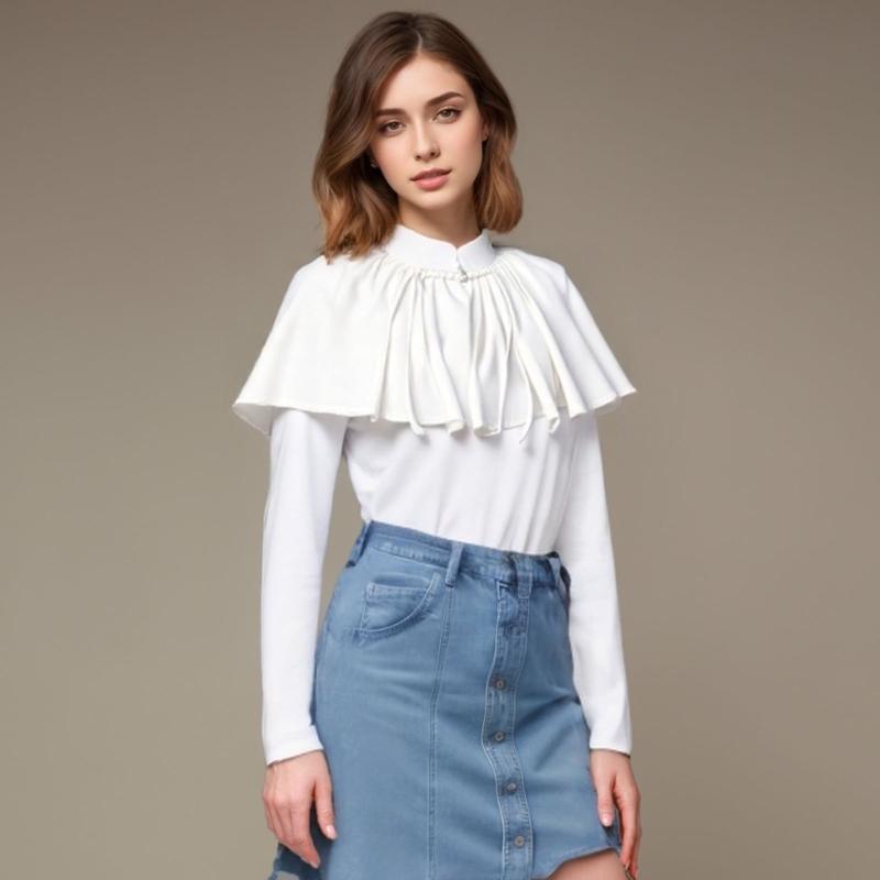 Mystical Capelet for Fashion Enthusiasts Unique Street Style Shawl Solid Color Shoulder Wrap for Themed Event