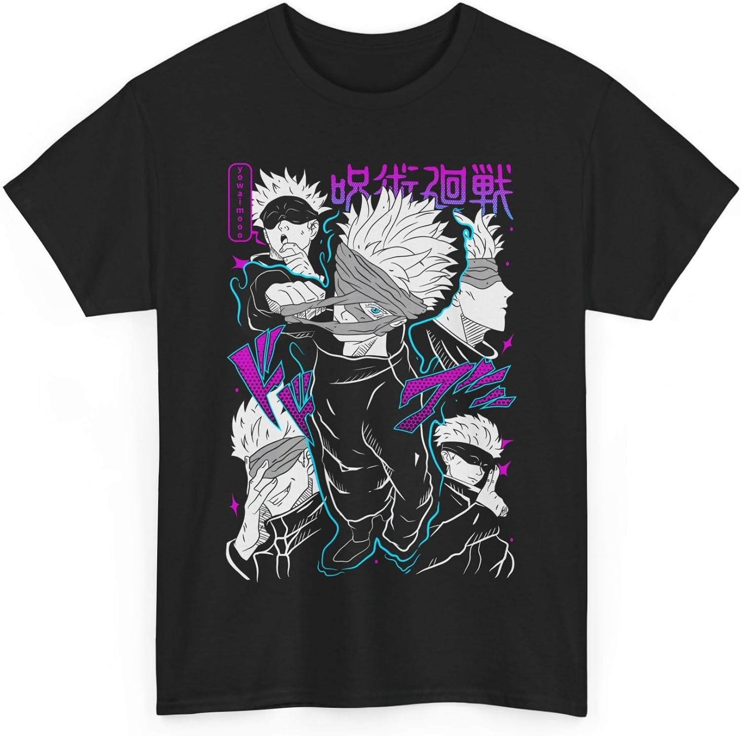 Jujutsu Gojo Anime T-Shirt Unisex Kaisen Satoru Anime Japanese Cotton tee XXXXXL чёрный