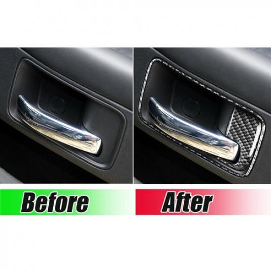 Dry Carbon Fiber Interior Door Handle Bowl Panel Trim For 08-14 Dodge Challenger