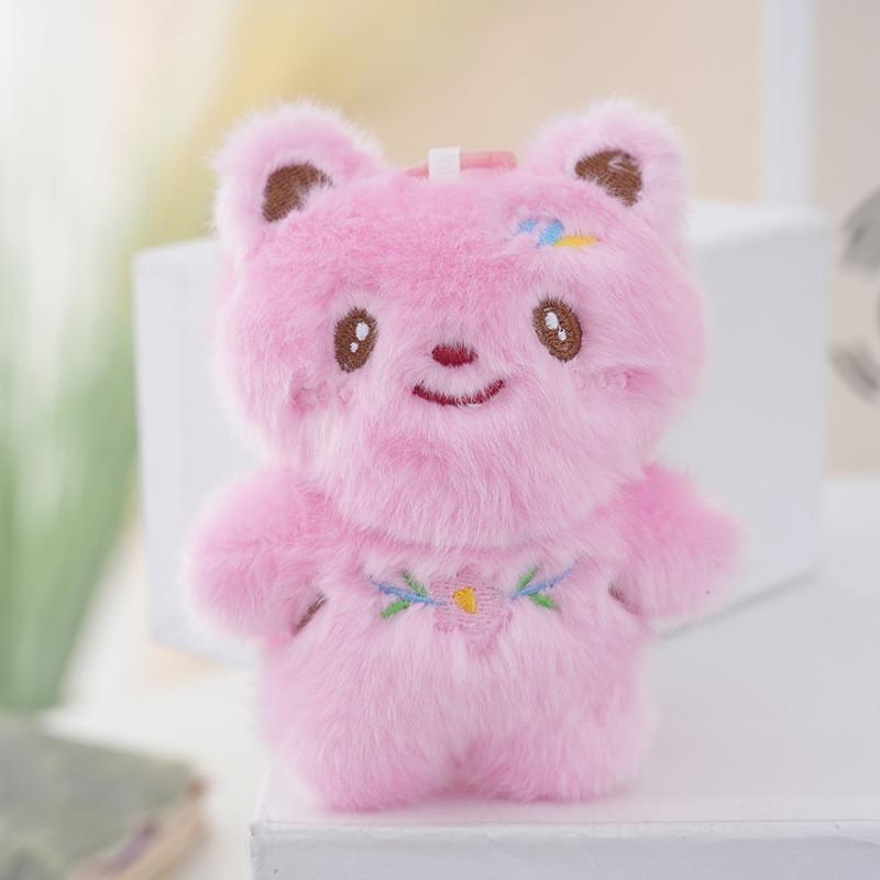Plush Bear Keychain With Flower Design For Kids And Adults