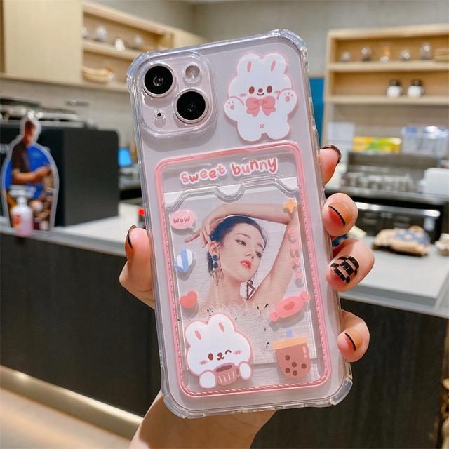 

Чехол для телефона с милым кроликом и забавным медведем для Iphone 11 13 12 Pro Max Xs Xr X 8 7 Plus, мягкий противоударный чехол-бумажник For iPhone 13Pro Max