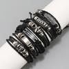 Vintage Punk Style Woven Leather Bracelet DIY Fashion Bangles with Feather Cross Accessories for Men