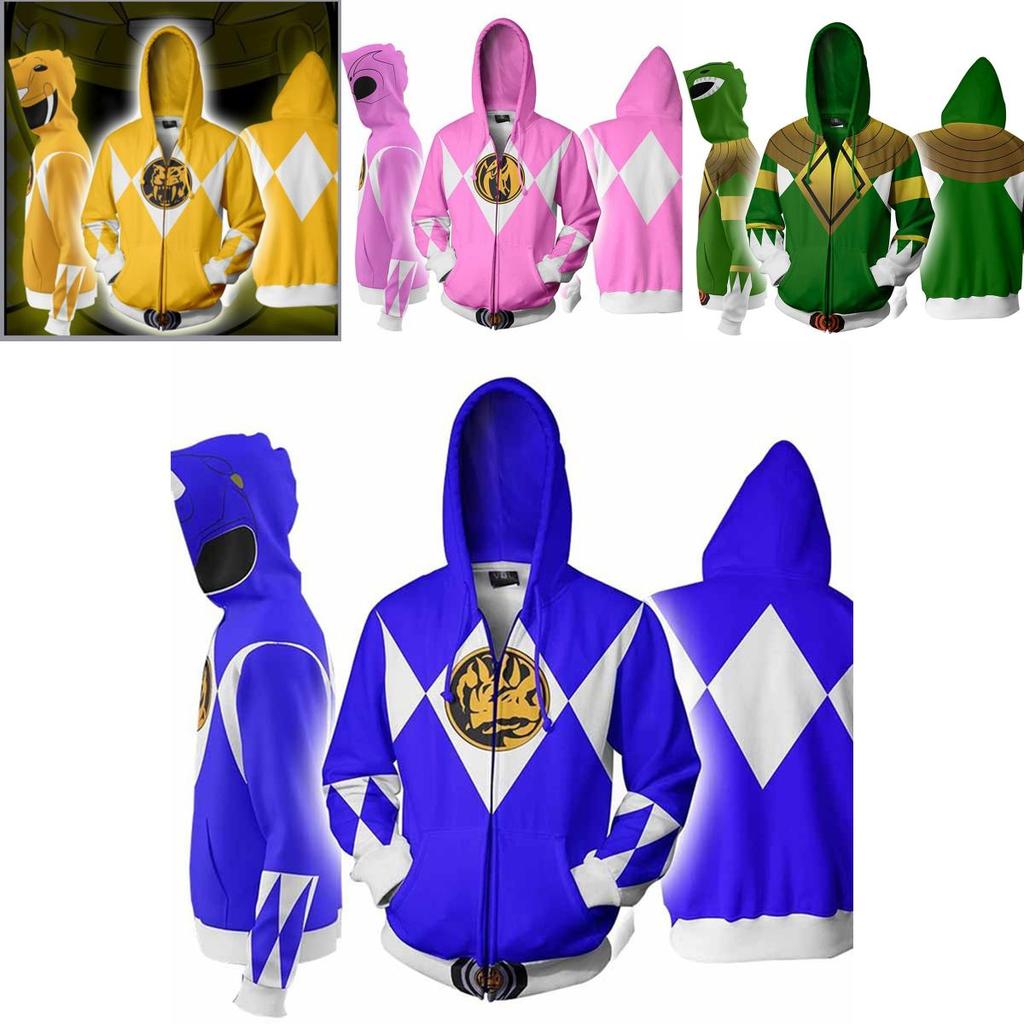 Mighty Morphin Power Rangers Cosplay 3d Printing Hoodie With Premium Quality