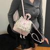 Sweet ballet style lace mini backpack new girly heart contrast plaid cute print small backpack
